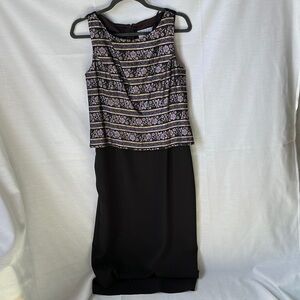 Jessica Howard Black and Lavender Maxi Dress